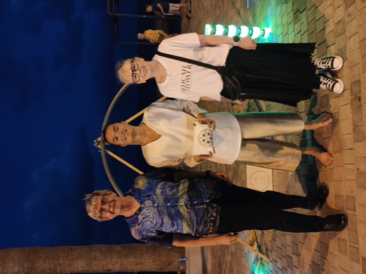 With audience members after a show, 2024